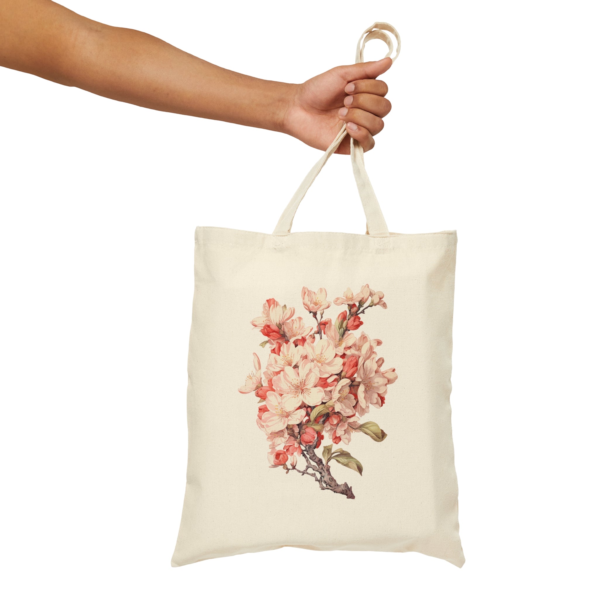 'Cherry Blossom' Cotton Canvas Tote Bag