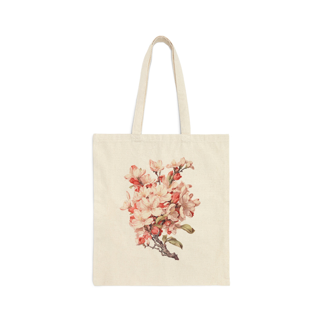 'Cherry Blossom' Cotton Canvas Tote Bag