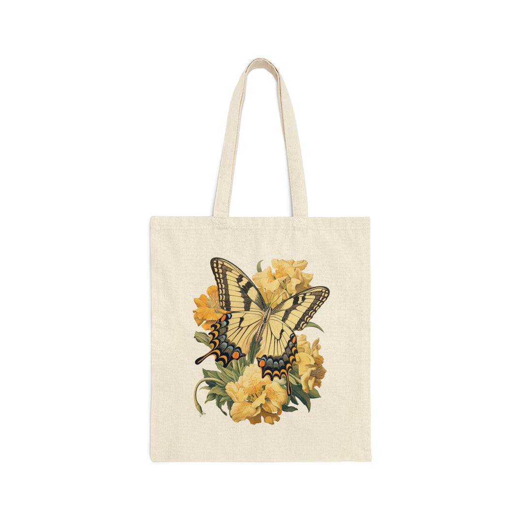 'Yellow Swallowtail Butterfly' Cotton Canvas Tote Bag